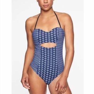 NWT Athleta One Piece Bathing Suit Large Blue Swim